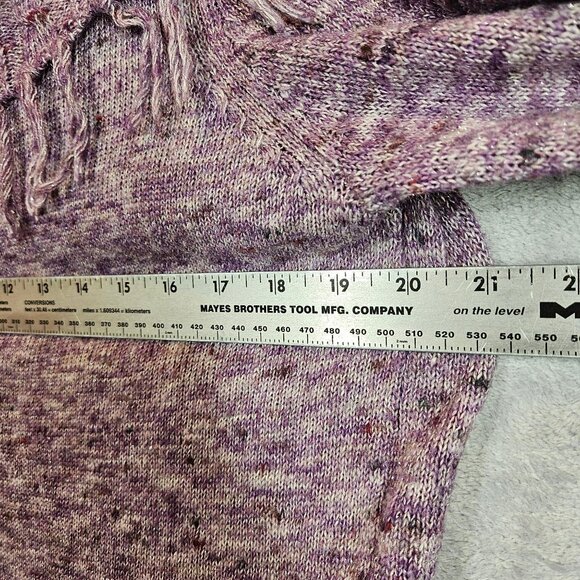 Colette Marled Knit Fringe Cowl Womens XL Purple Sweater Career career Preppy - Picture 3 of 10